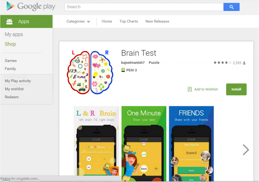 BrainTest Google Play Store