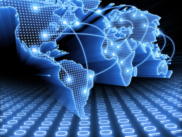 World Map interconnected by wire (Fiber Optics) of the Info.