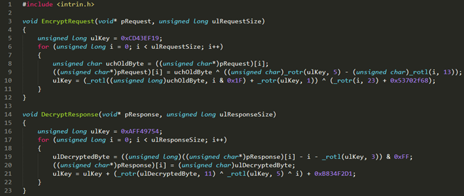 Locky's network traffic crypto algorithms