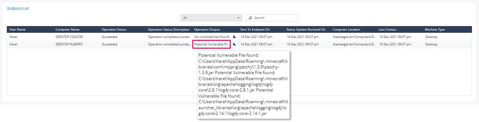 Log4j - Protection For Endpoints