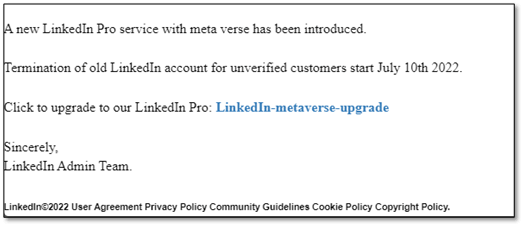 New message' email supposedly sent via LinkedIn leads to a phishing page