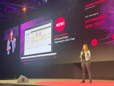 Check Point CPO Nataly Kremer announcing new AI capabilities at CPX 2025